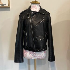 Black Stylish Moto Jacket with Cozy Lining.